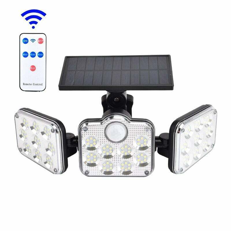 138 LED 3 Head Solar Motion Sensor Light Outdoor Garden Wall Security Flood Lamp