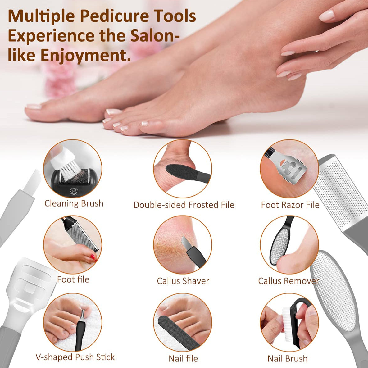 Electric Foot Grinder, Callus Remover Kit Sanding Roller Heads, Electric Foot File Heel Repair Professional Pedicure Foot Care Kit For Dead Hard Cracked Dry Skin