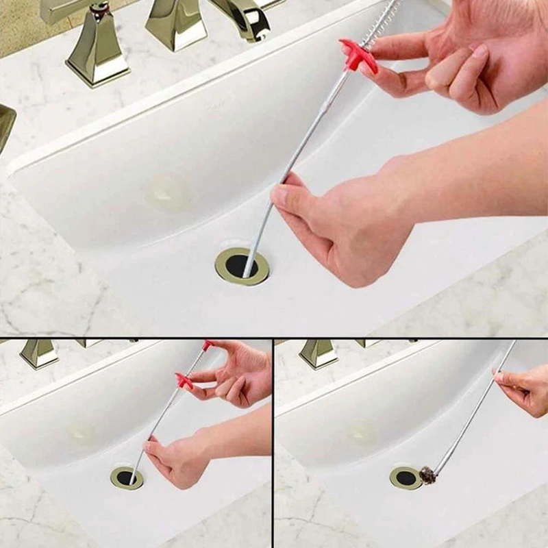 300CM Spring Pipe Dredging Tool 300CM Spring Pipe Dredging Tool Kitchen Sink Cleaning Pipe Hook Cleaner Sticks Clog Remover Sewer Dredging Spring Pipe Hair Dredging Tool Bathroom Accessories