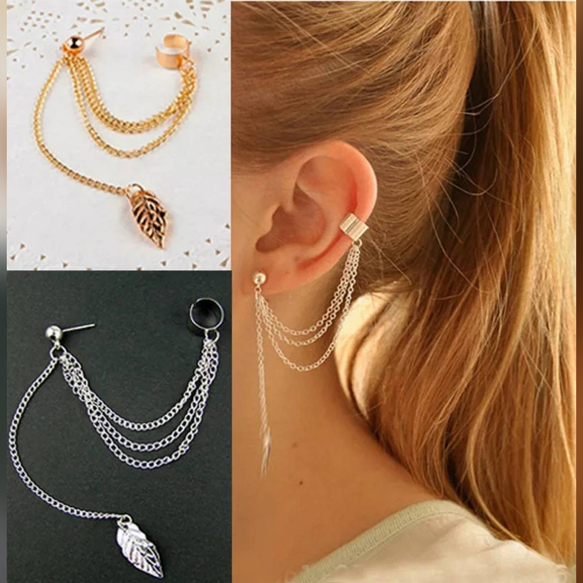 7pcs Bohemian Tassel Leaf Long Ethnic Drop Earrings for Women Hanging Jewelry Gift