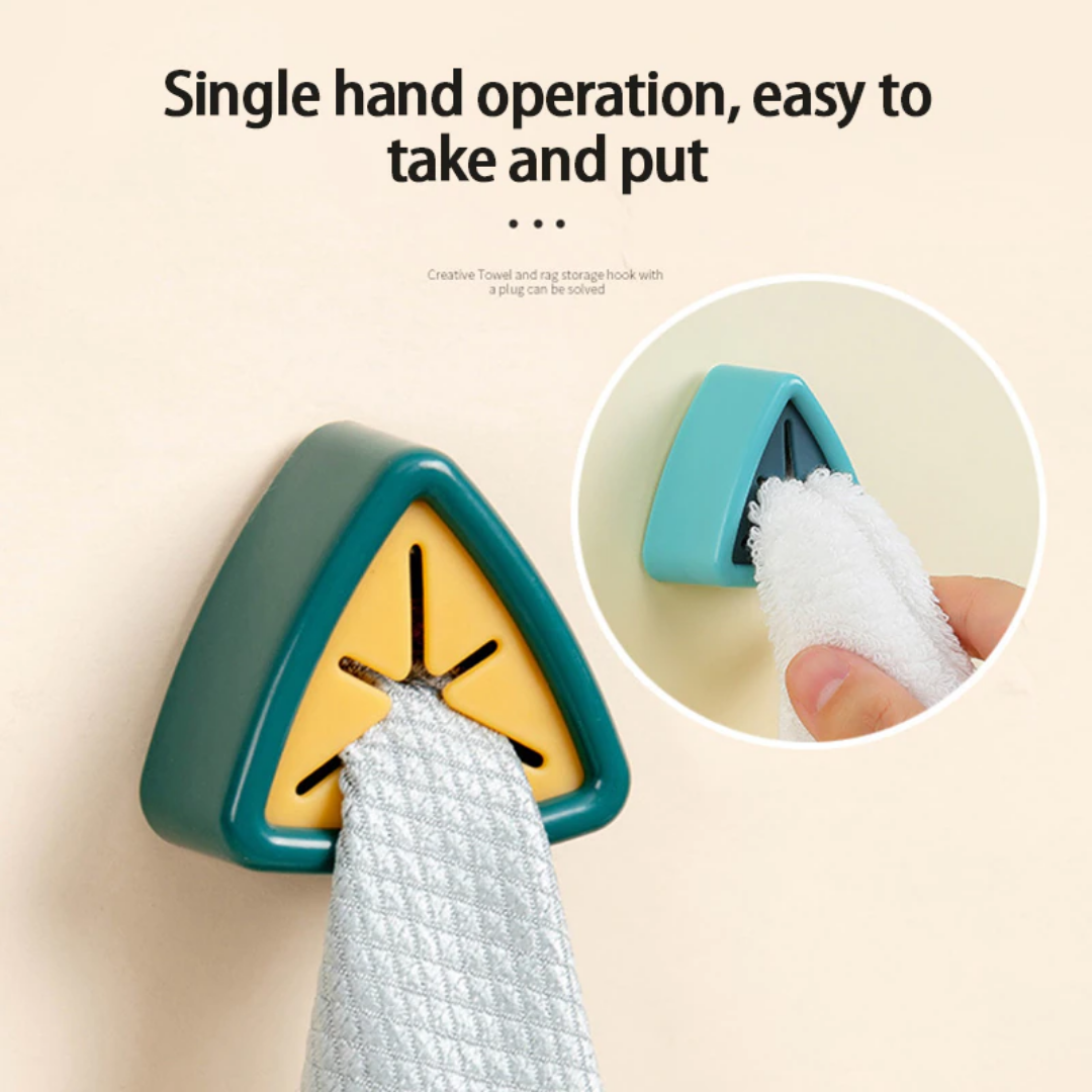 Press Buckle Towel Hanger Adhesive Wall Mounted Hook for Kitchen and Bathroom