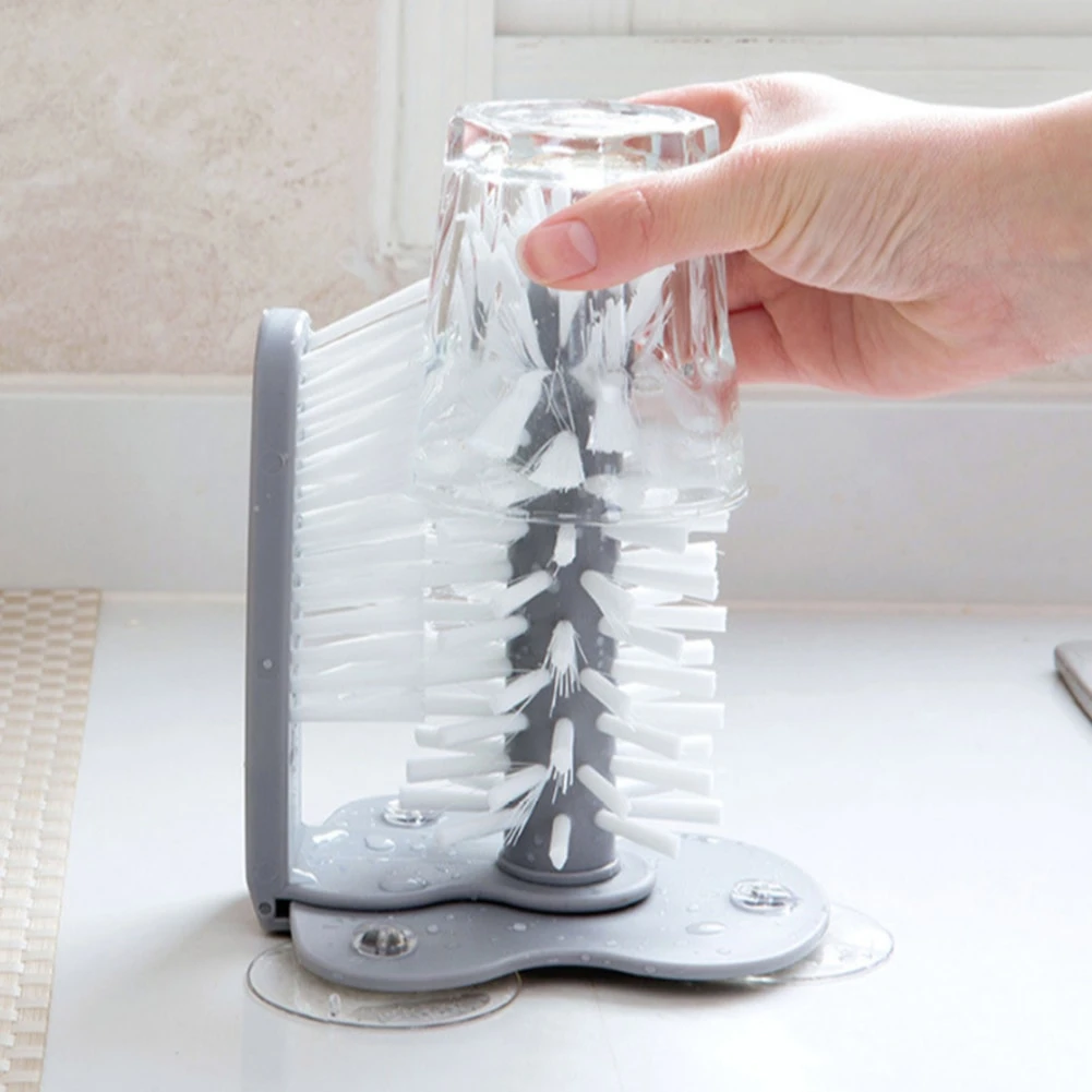 Suction Cup Mounted Double Scrubbing Cleaning Brush