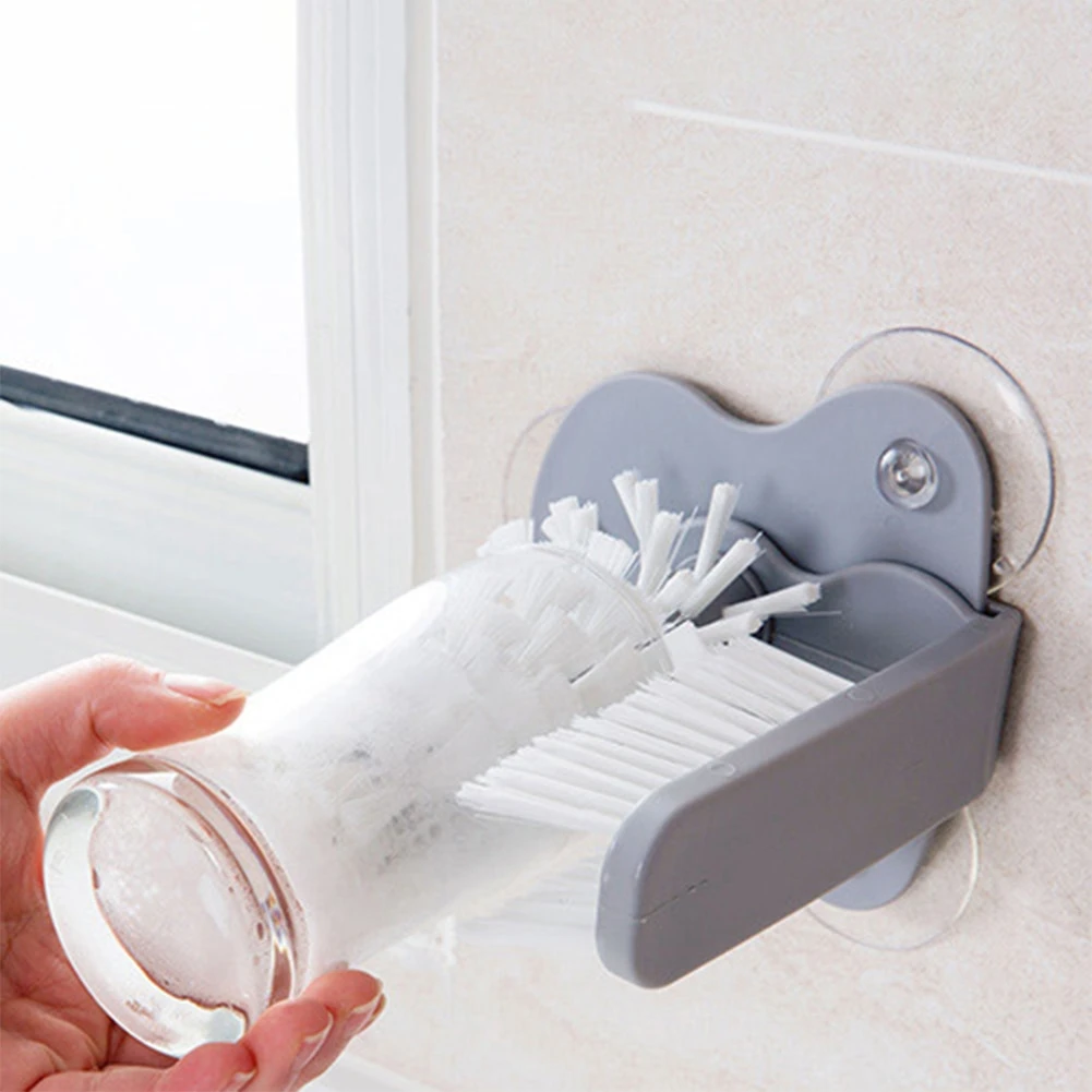 Suction Cup Mounted Double Scrubbing Cleaning Brush