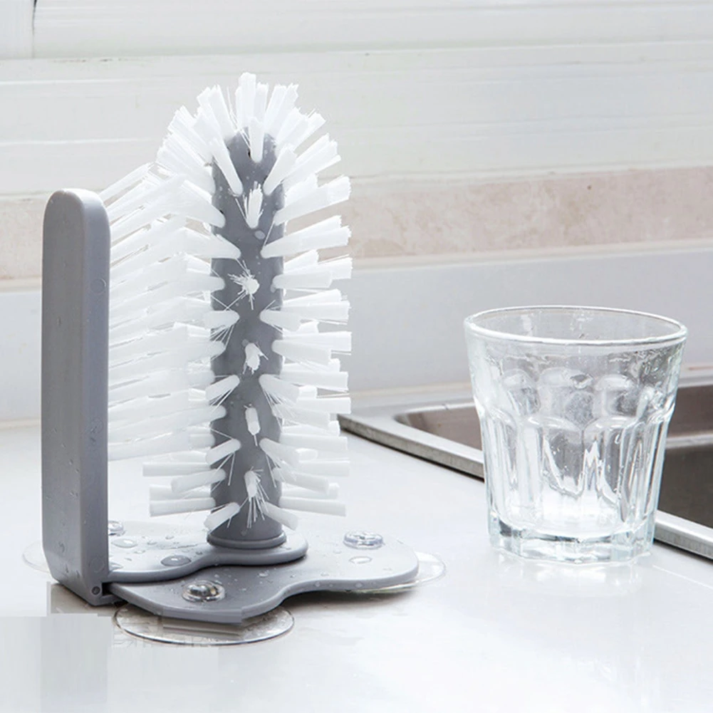 Suction Cup Mounted Double Scrubbing Cleaning Brush