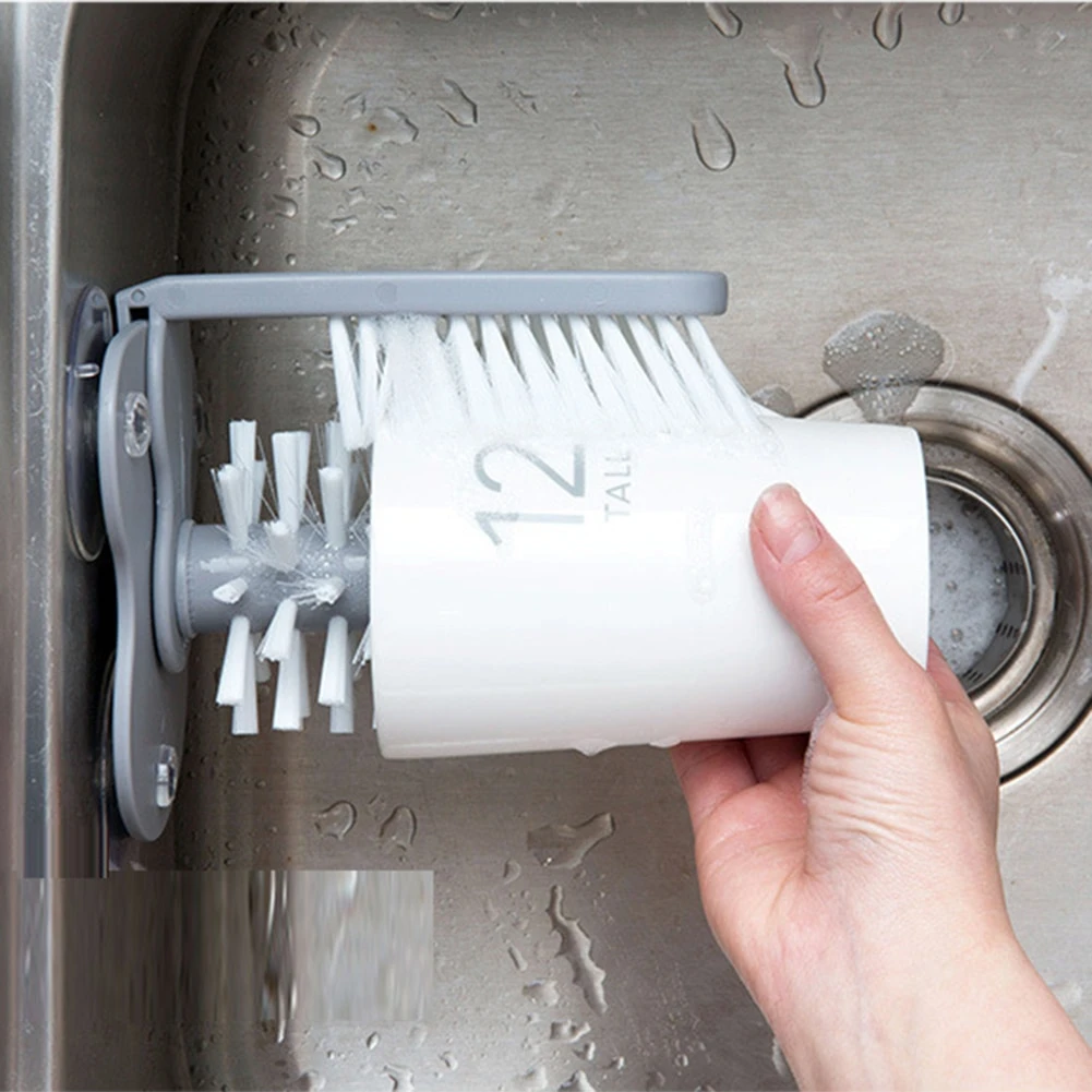 Suction Cup Mounted Double Scrubbing Cleaning Brush
