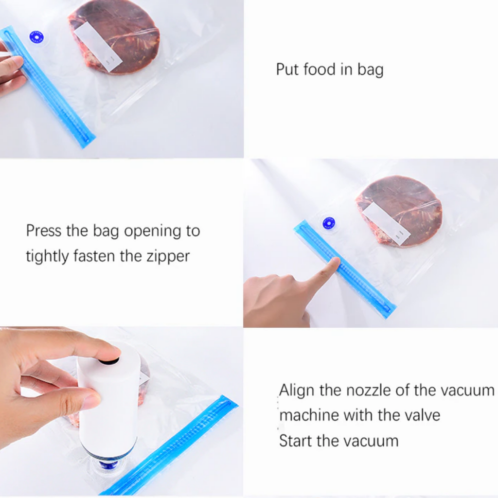 Portable Handheld Food Vacuum Sealer With 5 Vacuum Zipper Bags