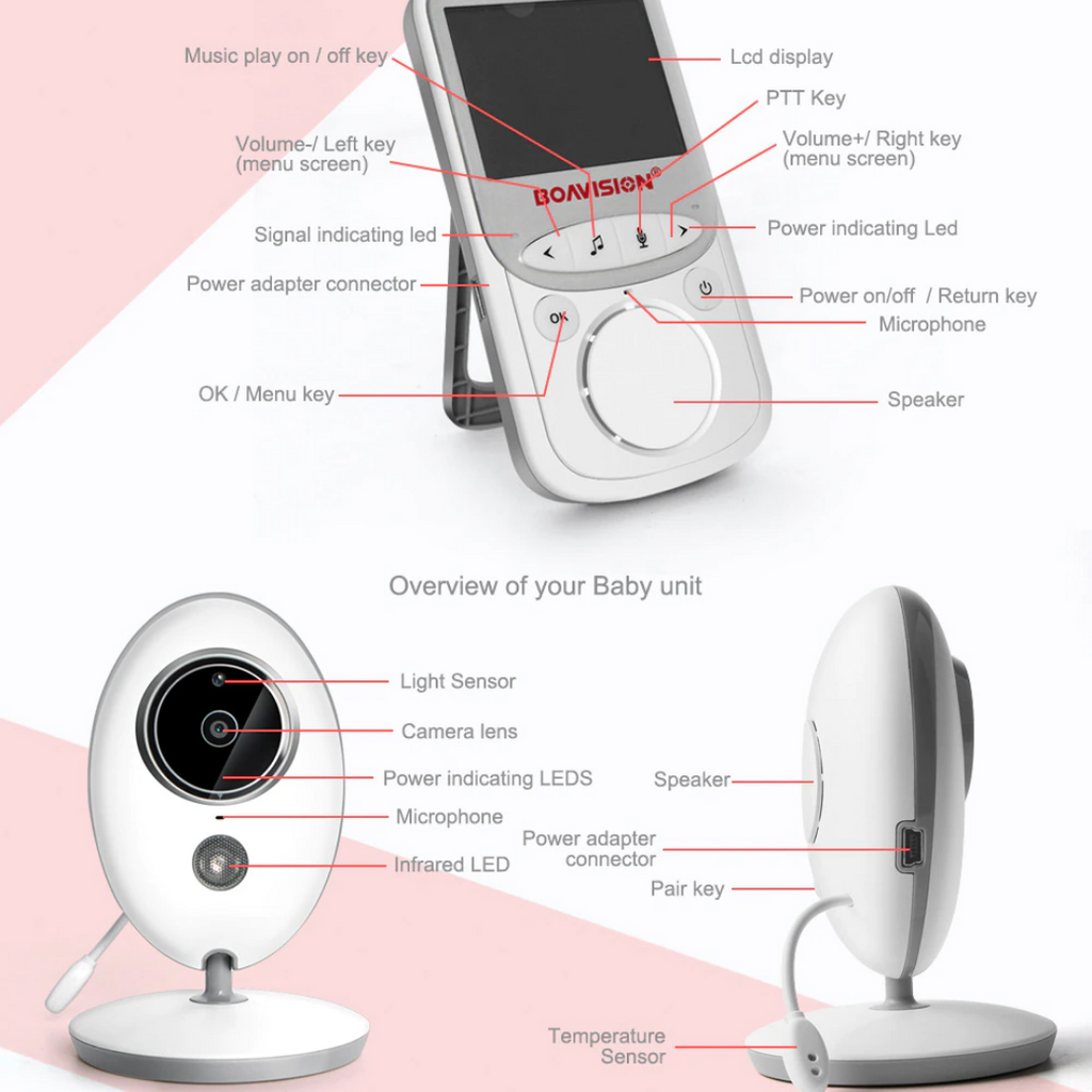 Wireless LCD Audio Video Music Intercom IR Baby Monitor