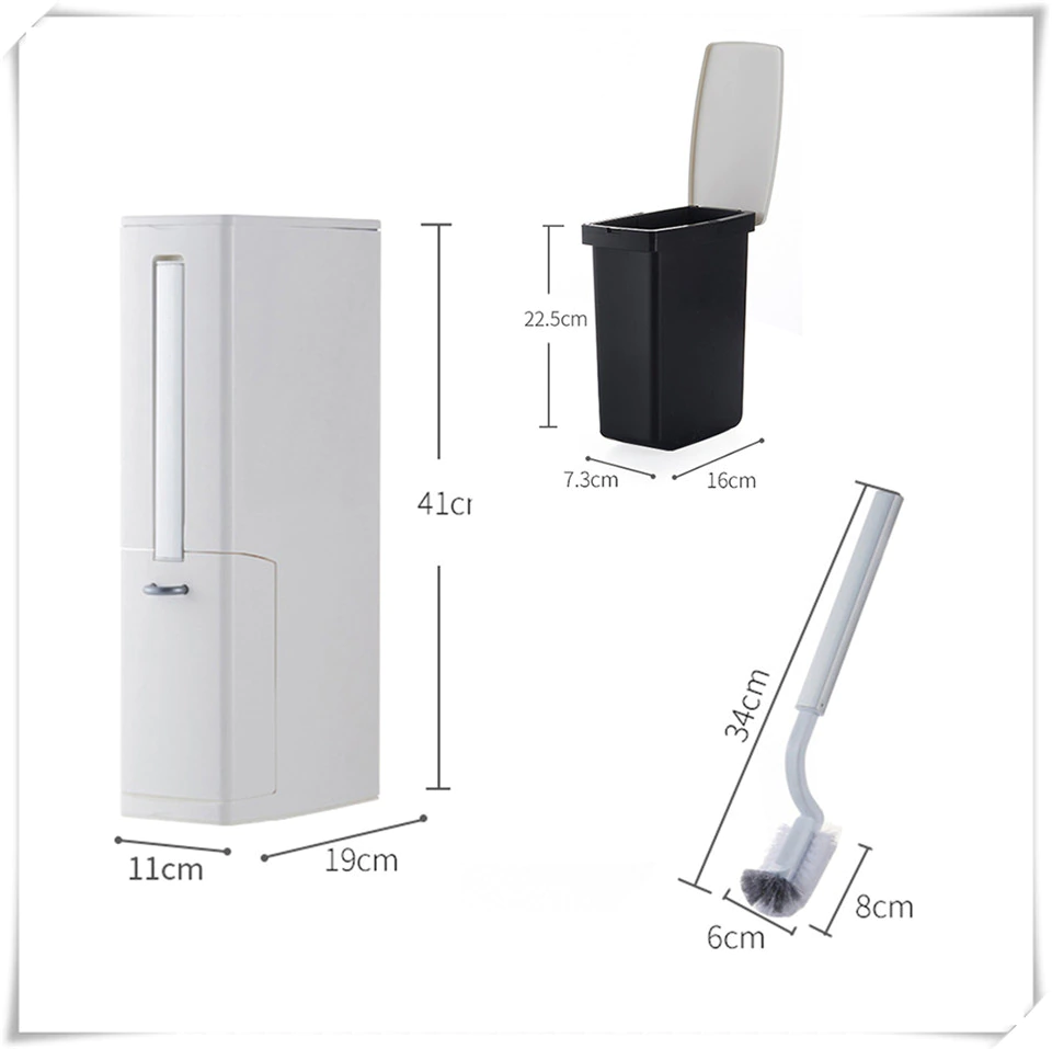3 in 1 Narrow Trash Can Toilet Brush Set