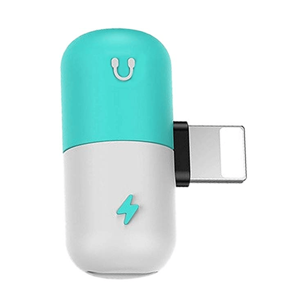 2 in 1 Mini Pill Lightning Audio Music Cable Adapter Headphone Audio Charger Splitter