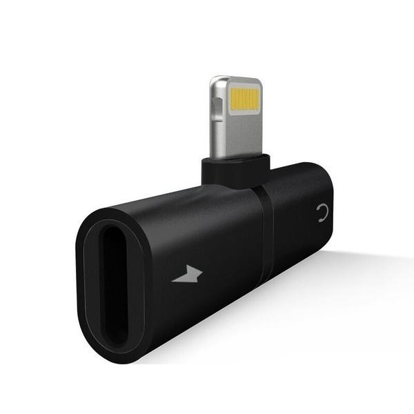 Double Lightning Audio and Charging Adapter for iPhone 7/8/X-Black