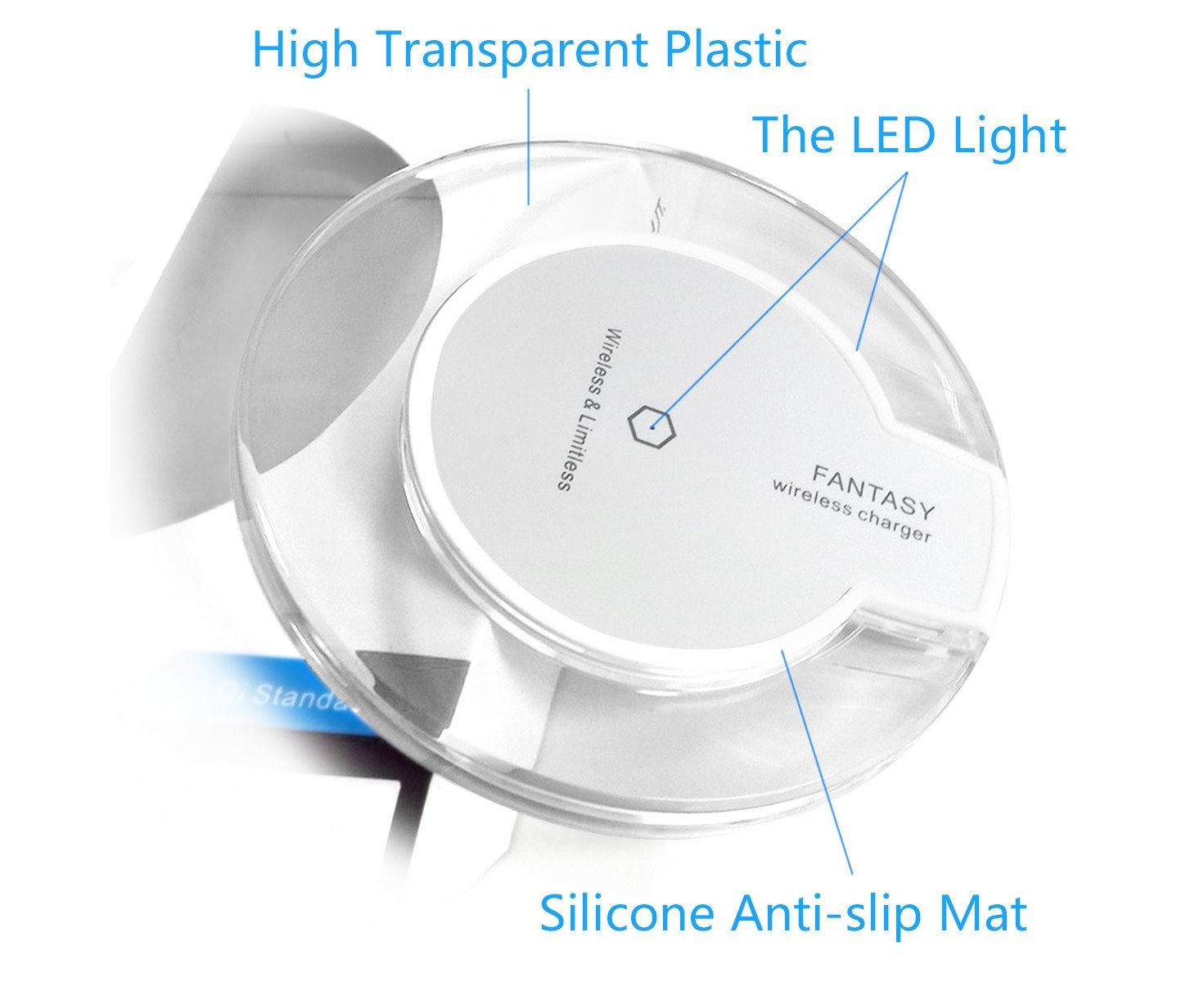 Wireless Charger Qi-Certified Portable Cordless Charging Stand Compatible All Qi-Enabled Devices -White