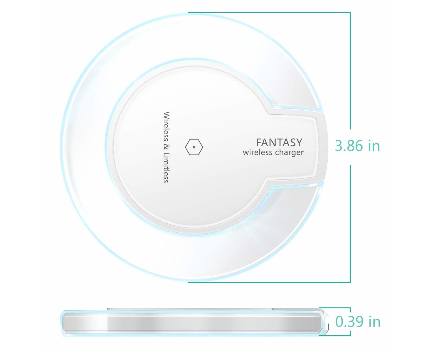 Wireless Charger Qi-Certified Portable Cordless Charging Stand Compatible All Qi-Enabled Devices -White