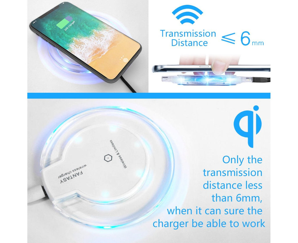 Wireless Charger Qi-Certified Portable Cordless Charging Stand Compatible All Qi-Enabled Devices -White