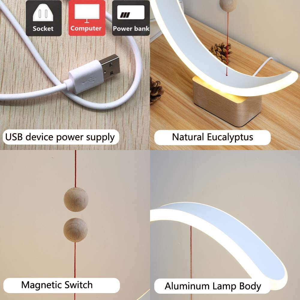 C-Shaped Bedside Lamp With Floating Magnetic Switch