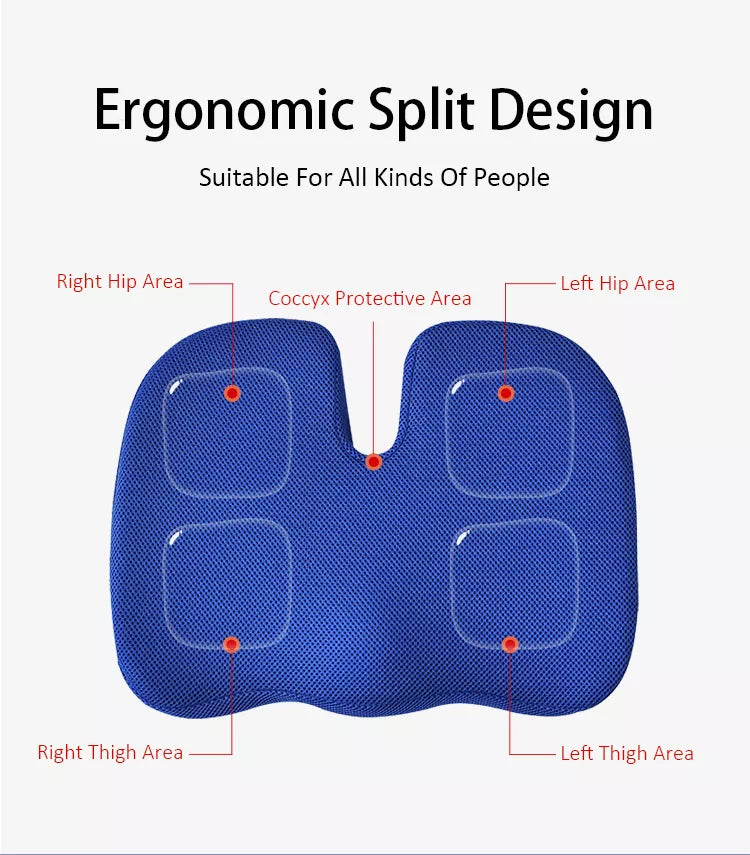 Back Pain Relief Orthopedic Seat Cushion for home, office and travel etc stadium cushion with back Breathable pillow pad for talibone pain relief and lumbar back support Sciatica Butt Pillow
