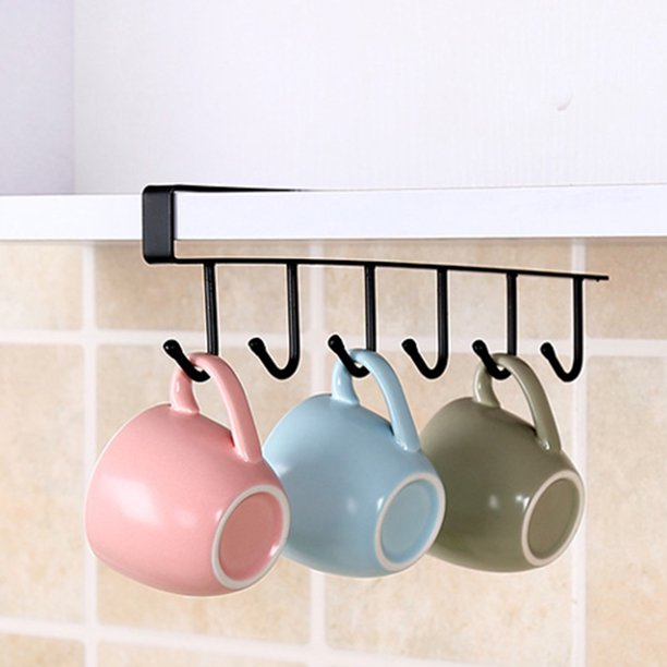 6 Hooks Storage Shelf Wardrobe Cabinet Metal Under Shelves Mug Cup Hanger Bathroom Kitchen Organizer Hanging Rack Holder Amazon Target Stainless Steel