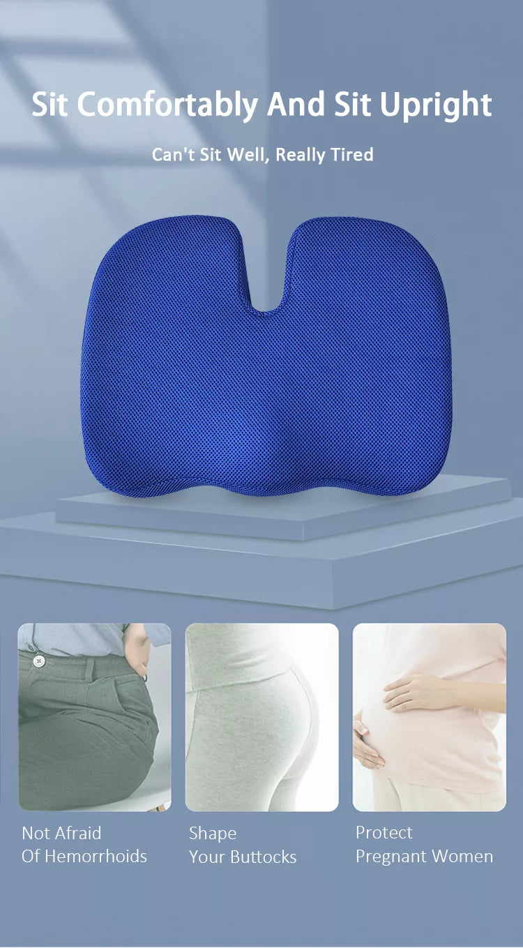 Back Pain Relief Orthopedic Seat Cushion for home, office and travel etc stadium cushion with back Breathable pillow pad for talibone pain relief and lumbar back support Sciatica Butt Pillow