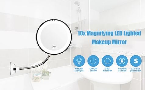 New 10x Magnifying LED Lighted Makeup Mirror