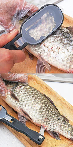 2 In 1 Plastic Fishing Scale Brush With Built-in Scale Scoop Graters Fast Remove Fish knife Cleaning Peeler Scaler Scraper Seafood Tools