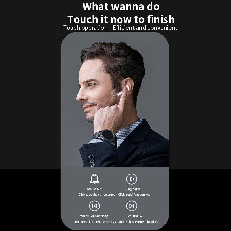 Bluetooth In-Earbuds with Portable Wireless Charging Case Headset Earphone Earbuds TWS Wireless Earbuds Earphones