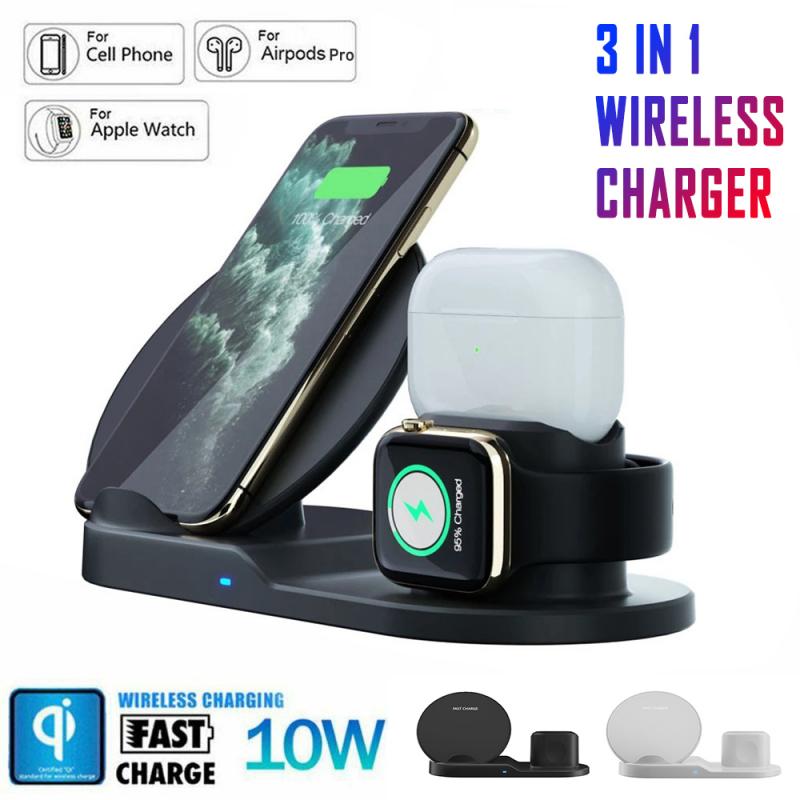 3 in 1 Fast Wireless Charger Dock & Holder Stand Docking Station for iPhone and Samsung