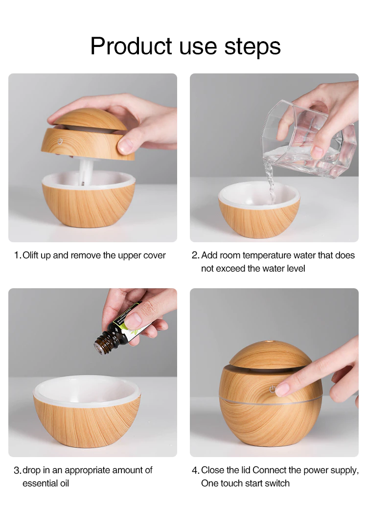Ultrasonic Wooden Design Air Humidifier 130ML