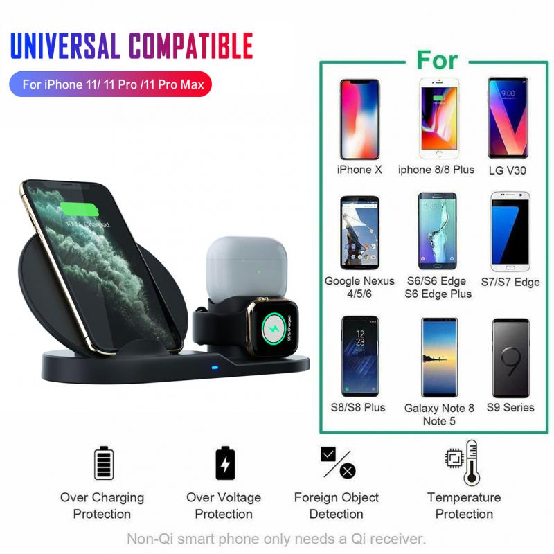3 in 1 Fast Wireless Charger Dock & Holder Stand Docking Station for iPhone and Samsung