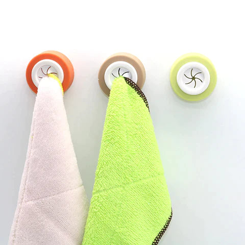Press Buckle Towel Hanger Adhesive Wall Mounted Hook for Kitchen and Bathroom
