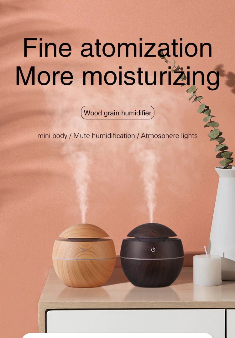 Ultrasonic Wooden Design Air Humidifier 130ML