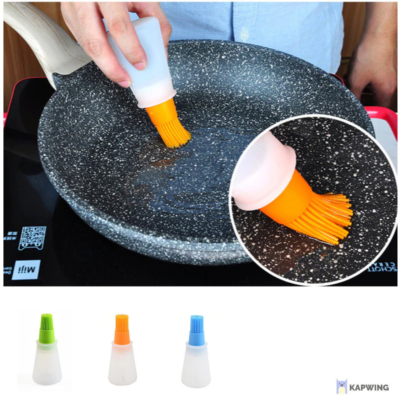 Portable Silicone Oil Bottle with Brush