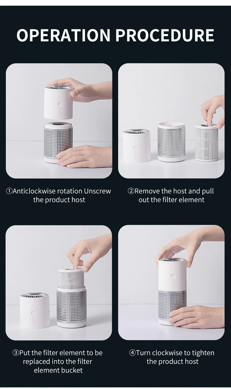 Portable Air Purifier Ozonizer HEPA Filters