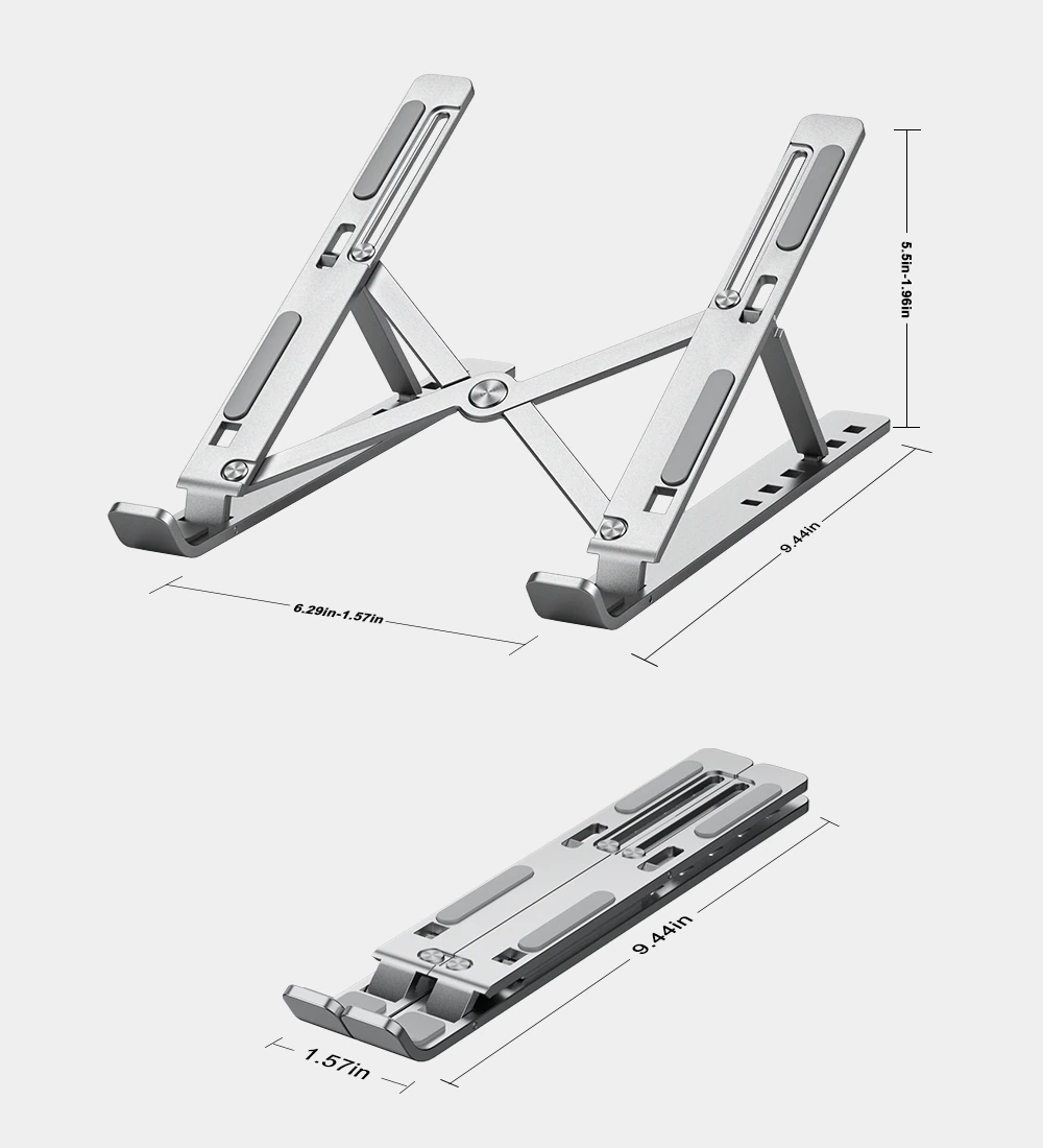 Foldable Aluminum Laptop Support Stand with Adjustable Bracket