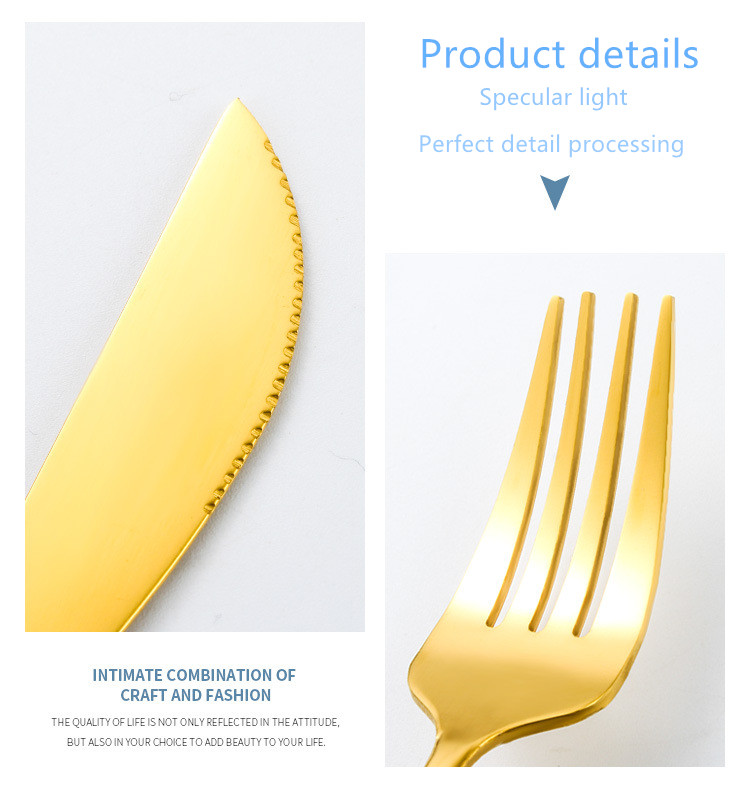 24 Pcs Luxury Cutlery Set Stainless Steel Black Gold Silver Dinnerware Tableware Steak Knife Spoon Fork Flatware Set Dishwasher Safe