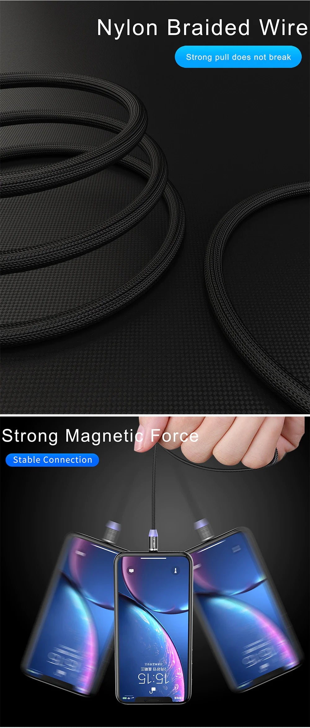 LED Magnetic USB Cable Fast Charging for all Types of Charging Port