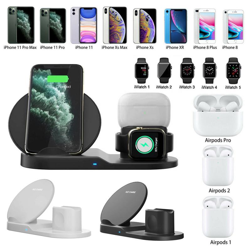 3 in 1 Fast Wireless Charger Dock & Holder Stand Docking Station for iPhone and Samsung