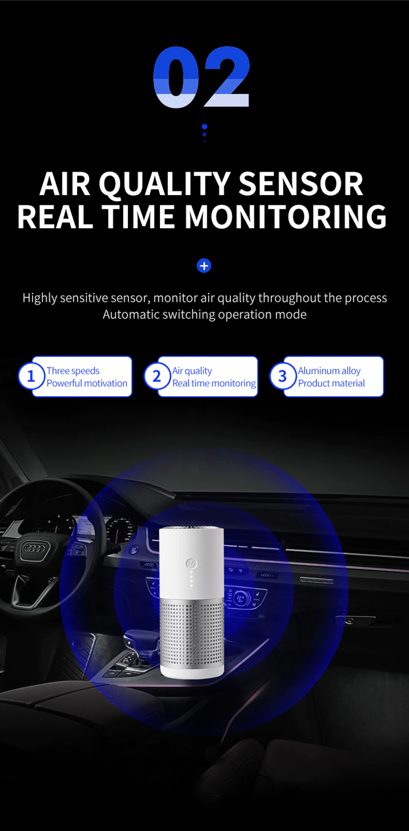 Portable Air Purifier Ozonizer HEPA Filters