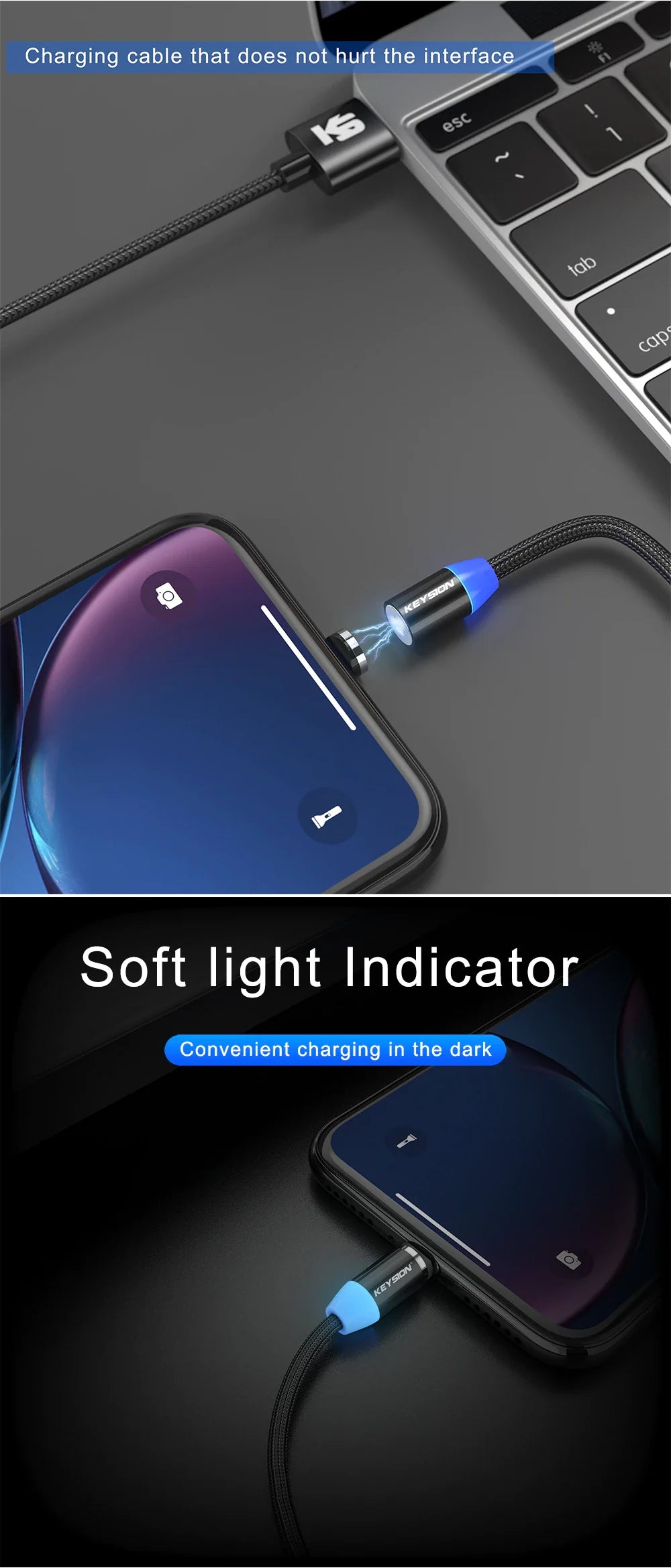 LED Magnetic USB Cable Fast Charging for all Types of Charging Port