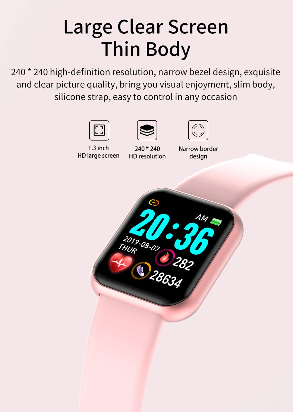 Bluetooth Smart Watch Fitness Tracker Watch With Heart Rate Blood Pressure Activity Tracker Band Bracelet