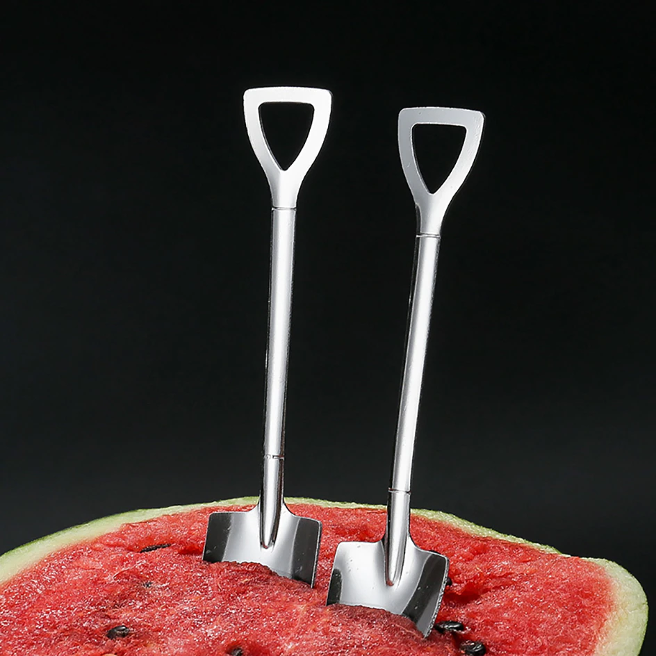 Creative Retro Stainless Steel Shovel Inspired Coffee Ice Cream Spoon Scoop tea-spoon Stainless Cutlery Set Tableware