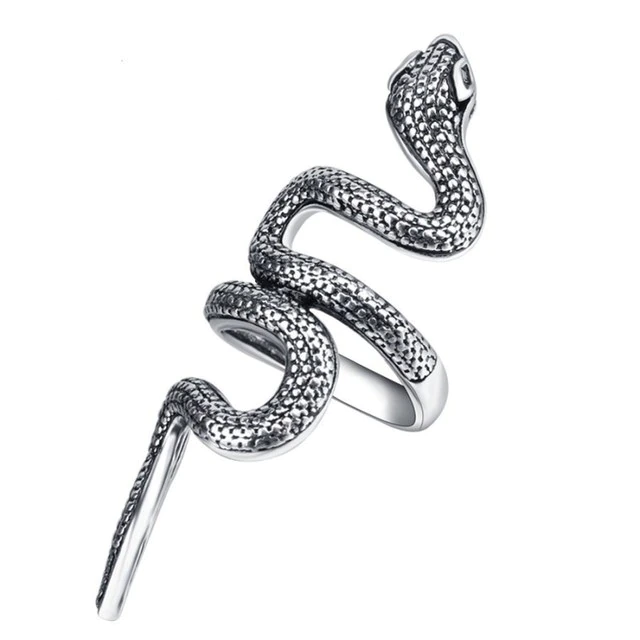 Adjustable Snake Fashion Ring for Men and Women Open Ring Lucky Luxury Snake Finger Rings Silver Color Design Jewellery