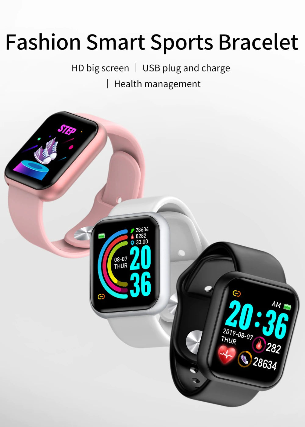 Bluetooth Smart Watch Fitness Tracker Watch With Heart Rate Blood Pressure Activity Tracker Band Bracelet