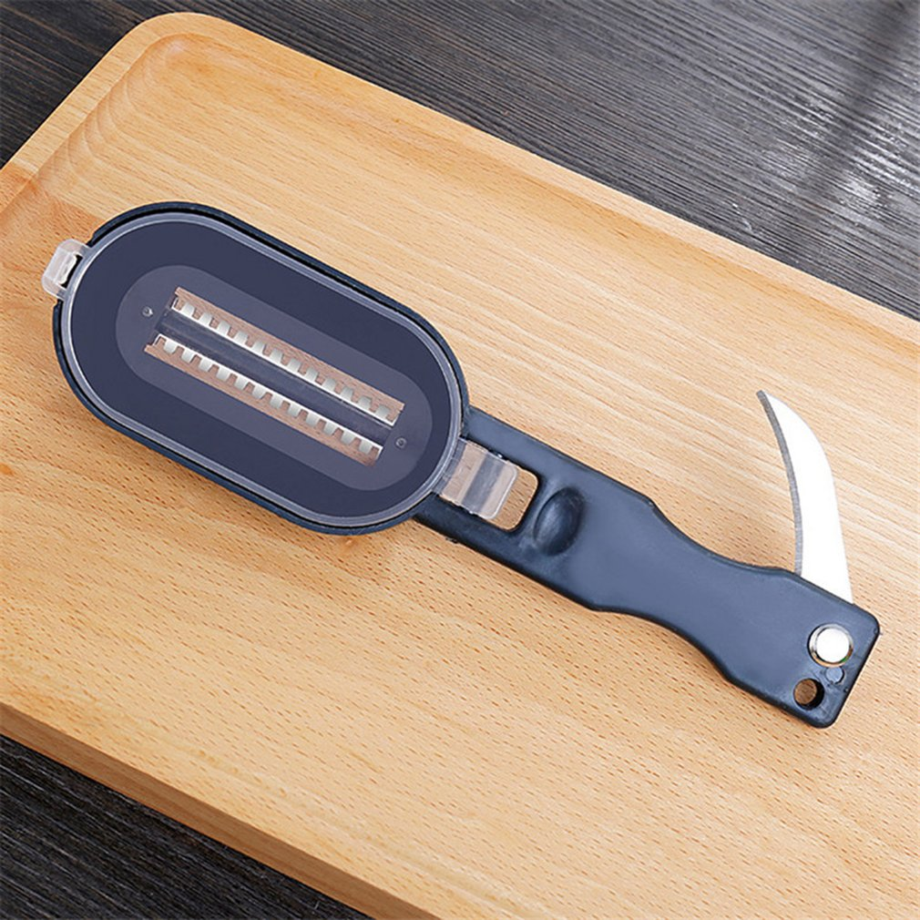 2 In 1 Plastic Fishing Scale Brush With Built-in Scale Scoop Graters Fast Remove Fish knife Cleaning Peeler Scaler Scraper Seafood Tools