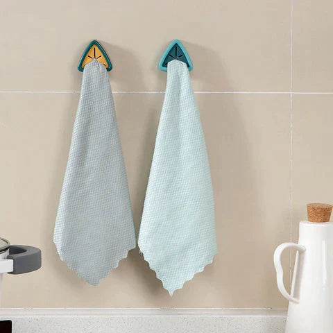 Press Buckle Towel Hanger Adhesive Wall Mounted Hook for Kitchen and Bathroom