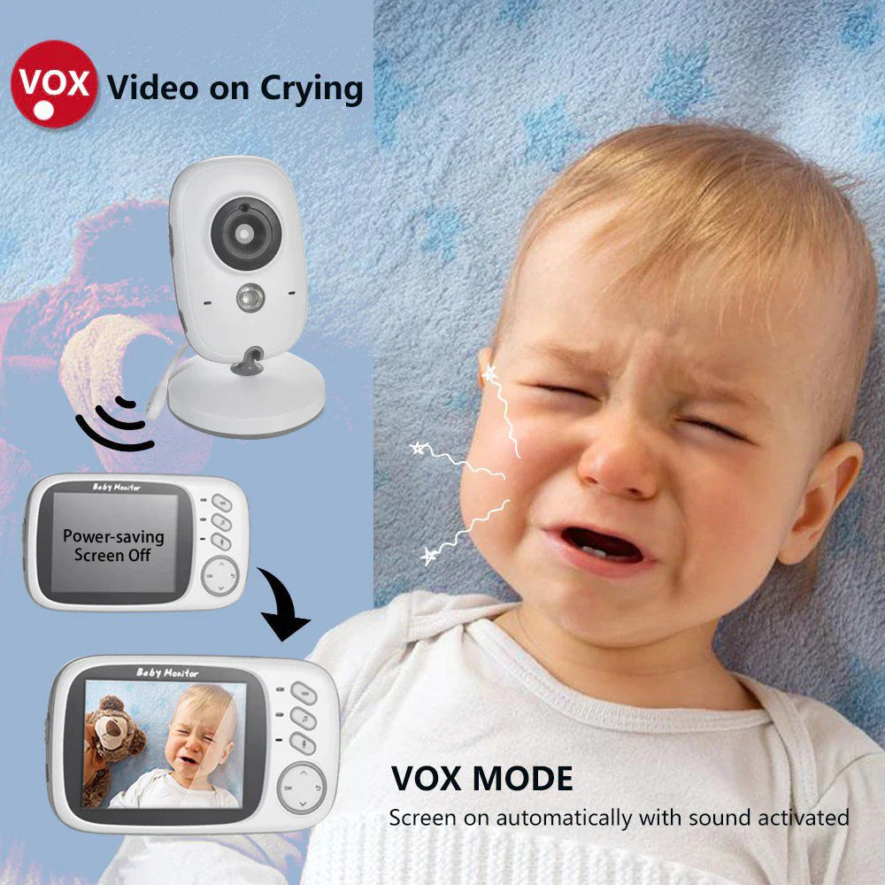 3.2 inch LCD 2 Way Audio IR Night Vision Baby Monitor Smart Surveillance Camera Automatic Tracking Wireless Home Security