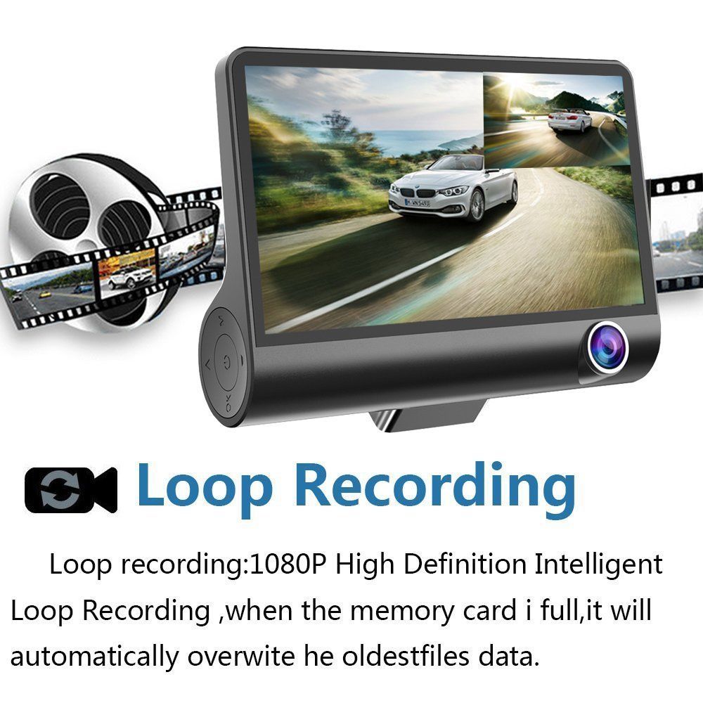 Three Way Car Dash Camera Recorder HD Night Vision