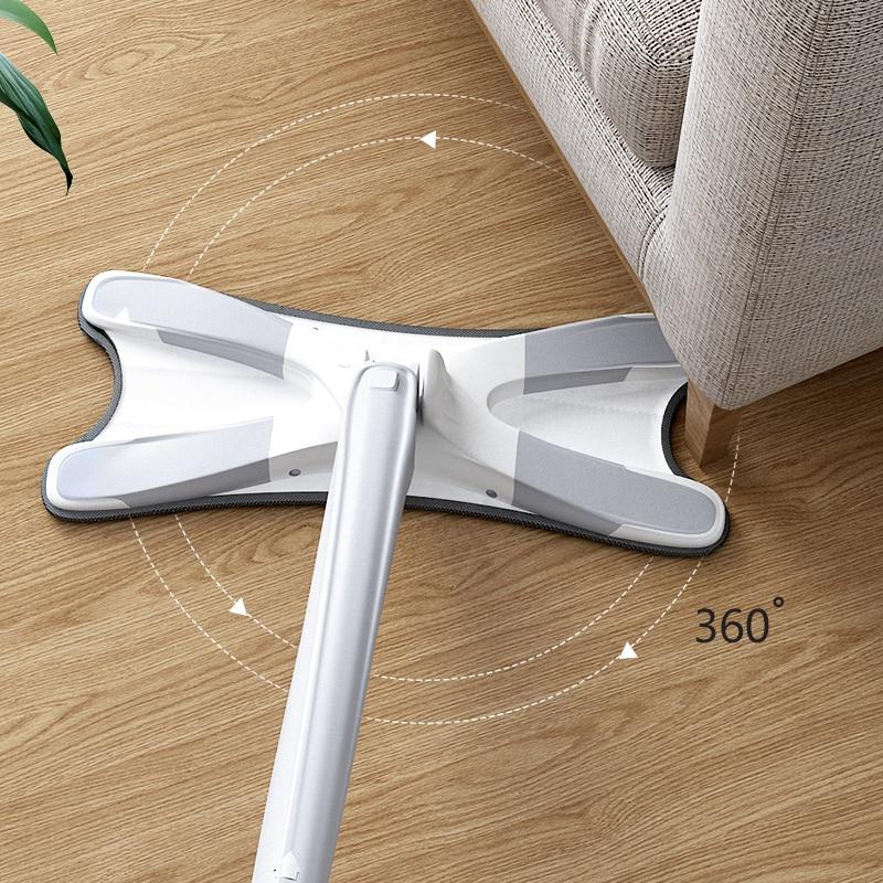 360 Rotating Flat Squeeze Mop and Bucket Hand Free Wringing Microfiber Mop Pads Wet or Dry Usage Home Kitchen
