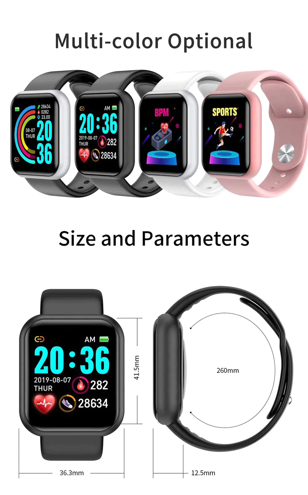 Fit Waterproof Blood Pressure Sports Fitness Tracker Watch