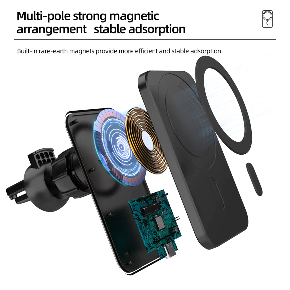 Newest Magnetic Wireless Car Charger Mount for iPhone 12 Pro Max mini Mag safe Fast Charging Wireless Charger Car Phone Holder