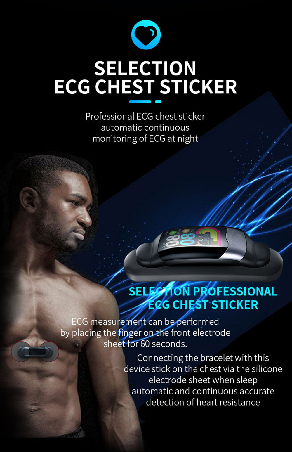 ECG PPG Smart Bracelet HRV Heart Rate Blood Pressure Monitor Smart Band Men IP67 Waterproof SportBands