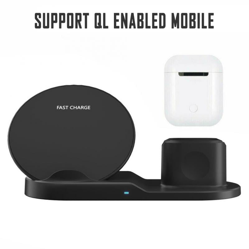 3 in 1 Fast Wireless Charger Dock & Holder Stand Docking Station for iPhone and Samsung